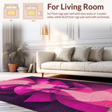 Ultra Soft Area Rug, Non Slip, Stain Resistant, Washable Area Rugs for Living Room, Bedroom, Coquette Bow Motif Rug with Curved Ribbon Edges and Sculpted Silhouette Design(Pink)