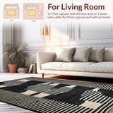Ultra Soft Area Rug, Non Slip, Stain Resistant, Washable Area Rugs for Living Room, Bedroom, Chic Contemporary Animal Aesthetic(Black)