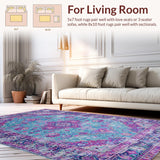 Ultra Soft Area Rug, Non Slip, Stain Resistant, Washable Area Rugs for Living Room, Bedroom, Elegant Light Blue Tiled Design(Pink)
