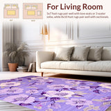 Ultra Soft Area Rug, Non Slip, Stain Resistant, Washable Area Rugs for Living Room, Bedroom, Playful Abstract Petal Arrangement(Purple)