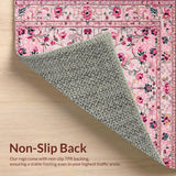 Ultra Soft Area Rug, Non Slip, Stain Resistant, Washable Area Rugs for Living Room, Bedroom, Charming Pastel Floral Elegance(Pink)