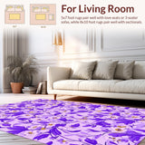 Ultra Soft Area Rug, Non Slip, Stain Resistant, Washable Area Rugs for Living Room, Bedroom, Whimsical Abstract Round Design Flair(Purple)