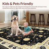 Ultra Soft Area Rug, Non Slip, Stain Resistant, Washable Area Rugs for Living Room, Bedroom, Rustic Textured Circular Decorative Piece(Black)