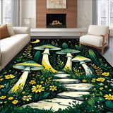 Ultra Soft Area Rug, Non Slip, Stain Resistant, Washable Area Rugs for Living Room, Bedroom, Witchy Earthy Mushroom Pattern(Green)