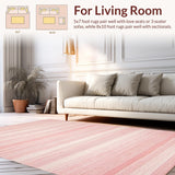 Ultra Soft Area Rug, Non Slip, Stain Resistant, Washable Area Rugs for Living Room, Bedroom, Artistic Blush Tasseled Design(Pink)