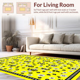 Ultra Soft Area Rug, Non Slip, Stain Resistant, Washable Area Rugs for Living Room, Bedroom, Rustic Honeycomb Inspired Art(Yellow)