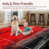 Ultra Soft Area Rug, Non Slip, Stain Resistant, Washable Area Rugs for Living Room, Bedroom, Lively Soft Textured Beat Design(Red)
