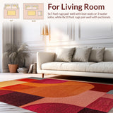 Ultra Soft Area Rug, Non Slip, Stain Resistant, Washable Area Rugs for Living Room, Bedroom, Rust Red Modern Abstract Living Room Rug(Red)