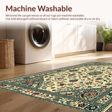 Ultra Soft Area Rug, Non Slip, Stain Resistant, Washable Area Rugs for Living Room, Bedroom, Natural Green Entryway Rug with Intricate Details(Beige)