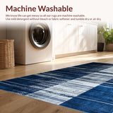 Ultra Soft Area Rug, Non Slip, Stain Resistant, Washable Area Rugs for Living Room, Bedroom, Serene Minimalist Soft Abstract Lines(Blue)
