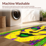 Ultra Soft Area Rug, Non Slip, Stain Resistant, Washable Area Rugs for Living Room, Bedroom, Elegant Purple and Green Fusion(Yellow)