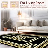 Ultra Soft Area Rug, Non Slip, Stain Resistant, Washable Area Rugs for Living Room, Bedroom, Sophisticated Elegant Lattice Pattern(Black)