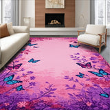 Ultra Soft Area Rug, Non Slip, Stain Resistant, Washable Area Rugs for Living Room, Bedroom, Soft Pastel Butterfly Bliss(Pink)