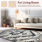 Ultra Soft Area Rug, Non Slip, Stain Resistant, Washable Area Rugs for Living Room, Bedroom, Tribal Gray Abstract Arrangement(Black)