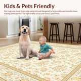 Ultra Soft Area Rug, Non Slip, Stain Resistant, Washable Area Rugs for Living Room, Bedroom, Charming Earthy Floral Aesthetic(Ivory)