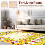 Ultra Soft Area Rug, Non Slip, Stain Resistant, Washable Area Rugs for Living Room, Bedroom, Emotions Garden Kids Area Rug for Understanding Feelings(Yellow)