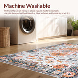 Ultra Soft Area Rug, Non Slip, Stain Resistant, Washable Area Rugs for Living Room, Bedroom, Rustic Earthy Toned Pattern(White)
