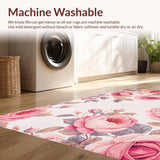 Ultra Soft Area Rug, Non Slip, Stain Resistant, Washable Area Rugs for Living Room, Bedroom, Vivid Rose Shaped Decor Accent(Pink)