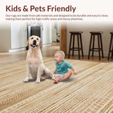 Ultra Soft Area Rug, Non Slip, Stain Resistant, Washable Area Rugs for Living Room, Bedroom, Elegant Natural Tones Layered(Beige)