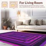 Ultra Soft Area Rug, Non Slip, Stain Resistant, Washable Area Rugs for Living Room, Bedroom, Edgy Black and Pink Graphics(Purple)