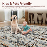 Ultra Soft Area Rug, Non Slip, Stain Resistant, Washable Area Rugs for Living Room, Bedroom, Non Slip Small Indoor Entrance with Vintage Style Print(Gray)