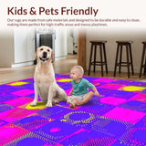Ultra Soft Area Rug, Non Slip, Stain Resistant, Washable Area Rugs for Living Room, Bedroom, Cheerful Color Splash Symmetry(Purple)