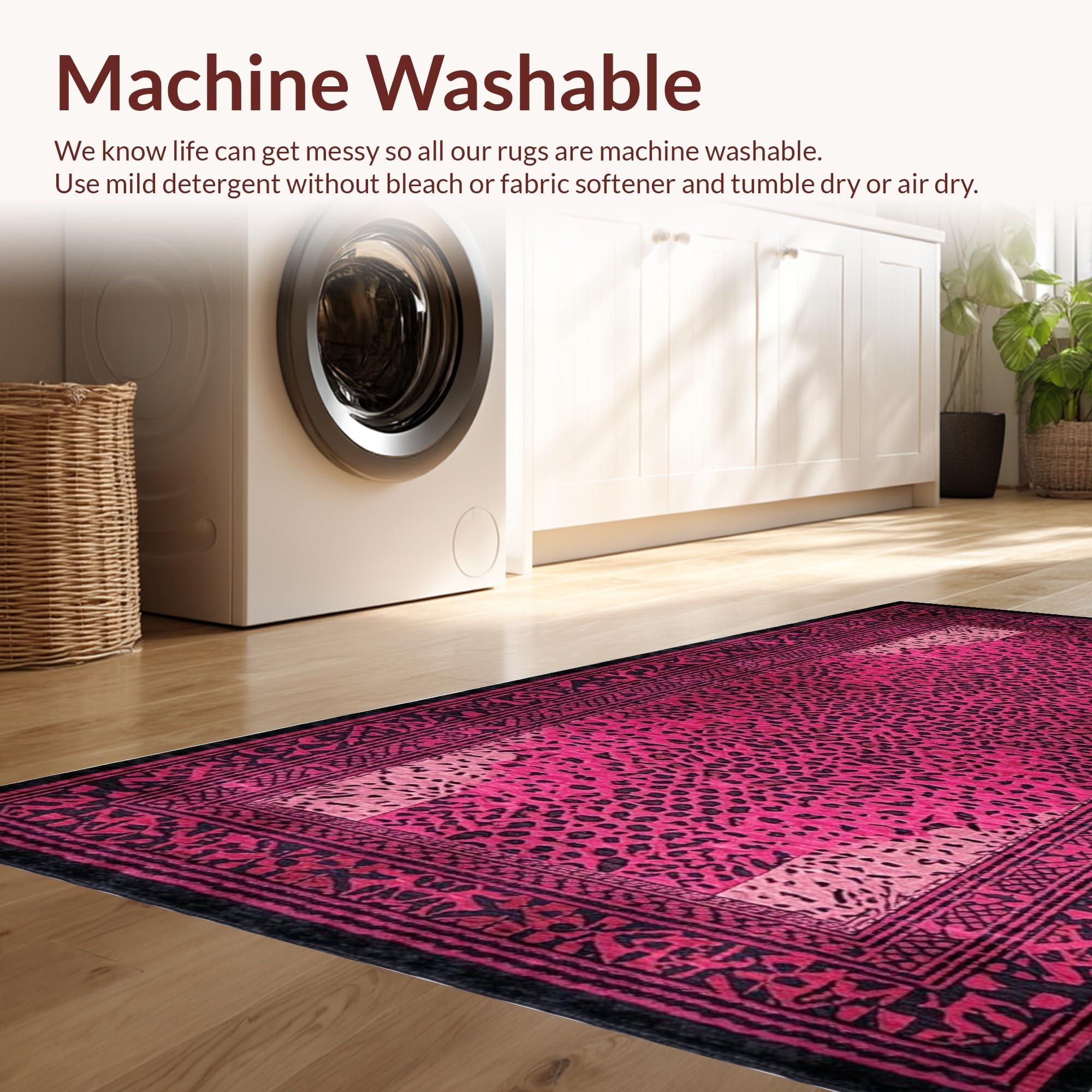 リカ1030 Y1978 Y925 絨毯2枚 Luxurious Pink Graphic Print Rug – ODIKA