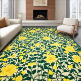 Ultra Soft Area Rug, Non Slip, Stain Resistant, Washable Area Rugs for Living Room, Bedroom, Wildflower Print Area for Bathroom(Yellow)
