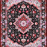 Ultra Soft Area Rug, Non Slip, Stain Resistant, Washable Area Rugs for Living Room, Bedroom, Rustic Low Pile Geometric Motif(Black)