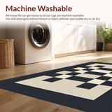 Ultra Soft Area Rug, Non Slip, Stain Resistant, Washable Area Rugs for Living Room, Bedroom, Rustic Monochrome Checkerboard Style(Beige)