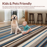 Ultra Soft Area Rug, Non Slip, Stain Resistant, Washable Area Rugs for Living Room, Bedroom, Elegant Textured Tone Block Pattern(Brown)