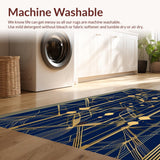Ultra Soft Area Rug, Non Slip, Stain Resistant, Washable Area Rugs for Living Room, Bedroom, Art Deco Geometric Elegance(Blue)