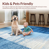 Ultra Soft Area Rug, Non Slip, Stain Resistant, Washable Area Rugs for Living Room, Bedroom, Aquatic Ombre, Gradient Wash, Modern Art(Blue)