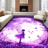Ultra Soft Area Rug, Non Slip, Stain Resistant, Washable Area Rugs for Living Room, Bedroom, Radiant Moonbeam Floral Theme(Purple)