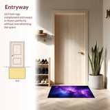 Ultra Soft Area Rug, Non Slip, Stain Resistant, Washable Area Rugs for Living Room, Bedroom, Striking UV Illuminated Celestial Display(Purple)