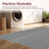 Ultra Soft Area Rug, Non Slip, Stain Resistant, Washable Area Rugs for Living Room, Bedroom, Elegant Black and White Striped Carpet Runner for Modern Aesthetics(Black)
