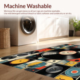 Ultra Soft Area Rug, Non Slip, Stain Resistant, Washable Area Rugs for Living Room, Bedroom, Colorful Semi-Circle Music Motif(Red)