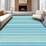 Ultra Soft Area Rug, Non Slip, Stain Resistant, Washable Area Rugs for Living Room, Bedroom, Ocean Stripe Poolside Area Rug Bold Blue Ivory Design UV Resistant Carpet(Blue)