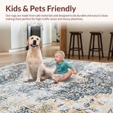 Ultra Soft Area Rug, Non Slip, Stain Resistant, Washable Area Rugs for Living Room, Bedroom, Luxurious Vintage Trellis Arrangement(Beige)