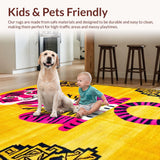 Ultra Soft Area Rug, Non Slip, Stain Resistant, Washable Area Rugs for Living Room, Bedroom, Chic Abstract Animal Motif(Yellow)