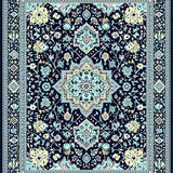 Ultra Soft Area Rug, Non Slip, Stain Resistant, Washable Area Rugs for Living Room, Bedroom, Chic Floral Medallion Design(Blue)