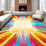 Ultra Soft Area Rug, Non Slip, Stain Resistant, Washable Area Rugs for Living Room, Bedroom, Geometric Burst Vibrant Multi Colors and Beige Hues(Yellow)
