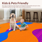 Ultra Soft Area Rug, Non Slip, Stain Resistant, Washable Area Rugs for Living Room, Bedroom, Eclectic Groovy Swirl Pattern(Orange)