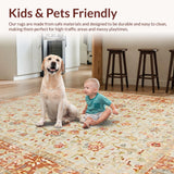 Ultra Soft Area Rug, Non Slip, Stain Resistant, Washable Area Rugs for Living Room, Bedroom, Rustic Light Brown Botanical Elegance(Beige)