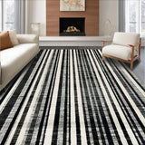 Ultra Soft Area Rug, Non Slip, Stain Resistant, Washable Area Rugs for Living Room, Bedroom, Elegant Safari Inspired Striped Floor Covering With Contemporary Art Design(Black)