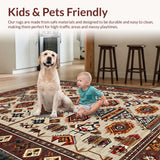 Ultra Soft Area Rug, Non Slip, Stain Resistant, Washable Area Rugs for Living Room, Bedroom, Chic Colorful Textured Motif(Red)