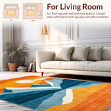 Ultra Soft Area Rug, Non Slip, Stain Resistant, Washable Area Rugs for Living Room, Bedroom, Expressive Circular Abstract Aesthetics(Orange)