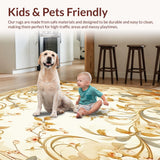 Ultra Soft Area Rug, Non Slip, Stain Resistant, Washable Area Rugs for Living Room, Bedroom, Stylish Indoor Floral Area in Beige Tones(Beige)