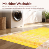 Ultra Soft Area Rug, Non Slip, Stain Resistant, Washable Area Rugs for Living Room, Bedroom, Whimsical Textured Tasseled Runner(Yellow)