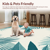 Ultra Soft Area Rug, Non Slip, Stain Resistant, Washable Area Rugs for Living Room, Bedroom, Transitional Coastal Vibe with Green(Beige)